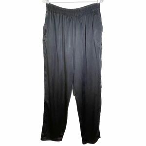 White Wheeler and Martha Black 100% Silk Elastic Waist Flowy Pants w/ Pockets L